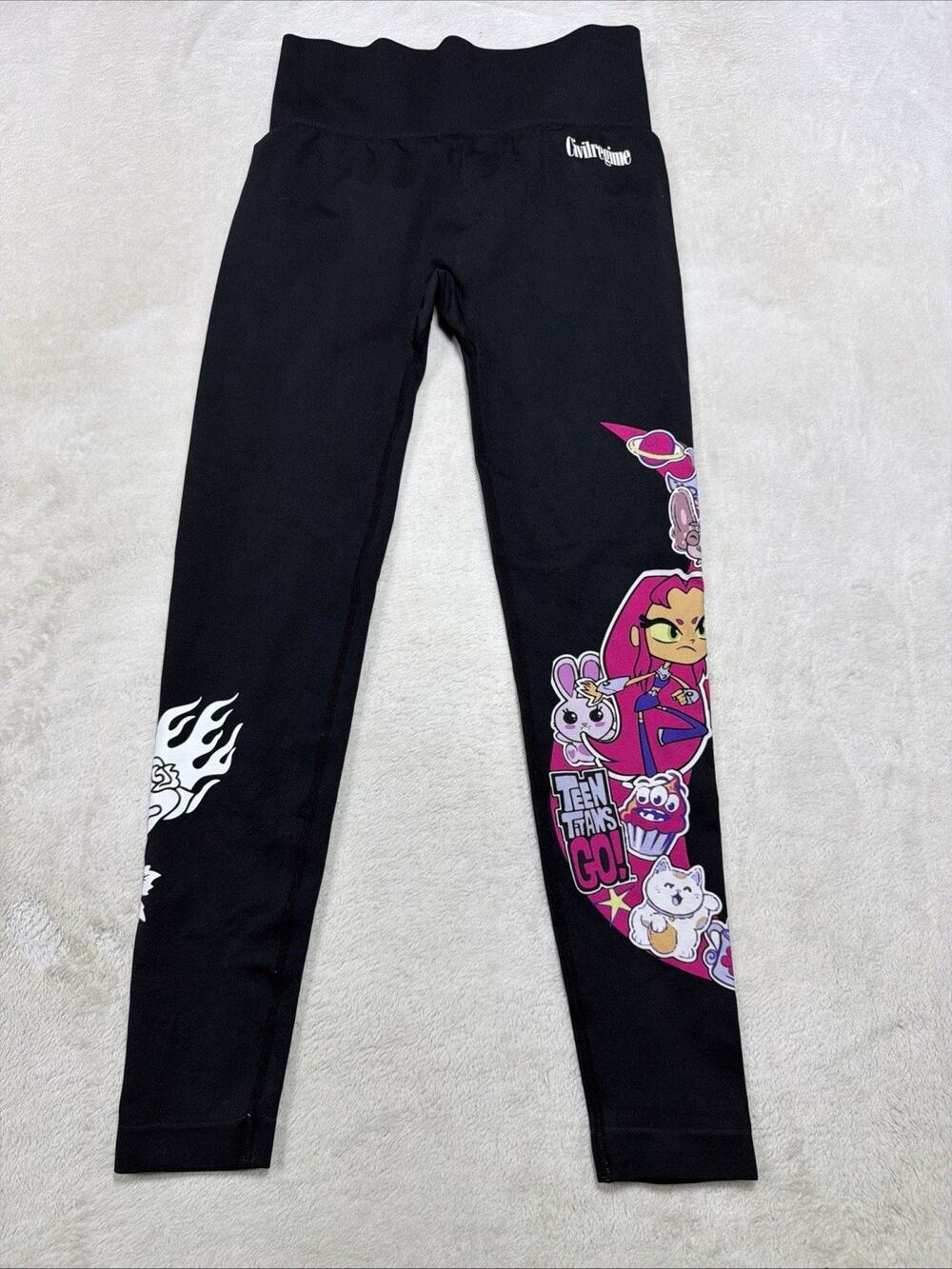 Civil Regime Teen Titans Go Starfire Seamless Leggings Black Gym Anime Sz Lg